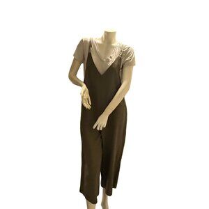 Green linen bib overalls by Clara sun woo
